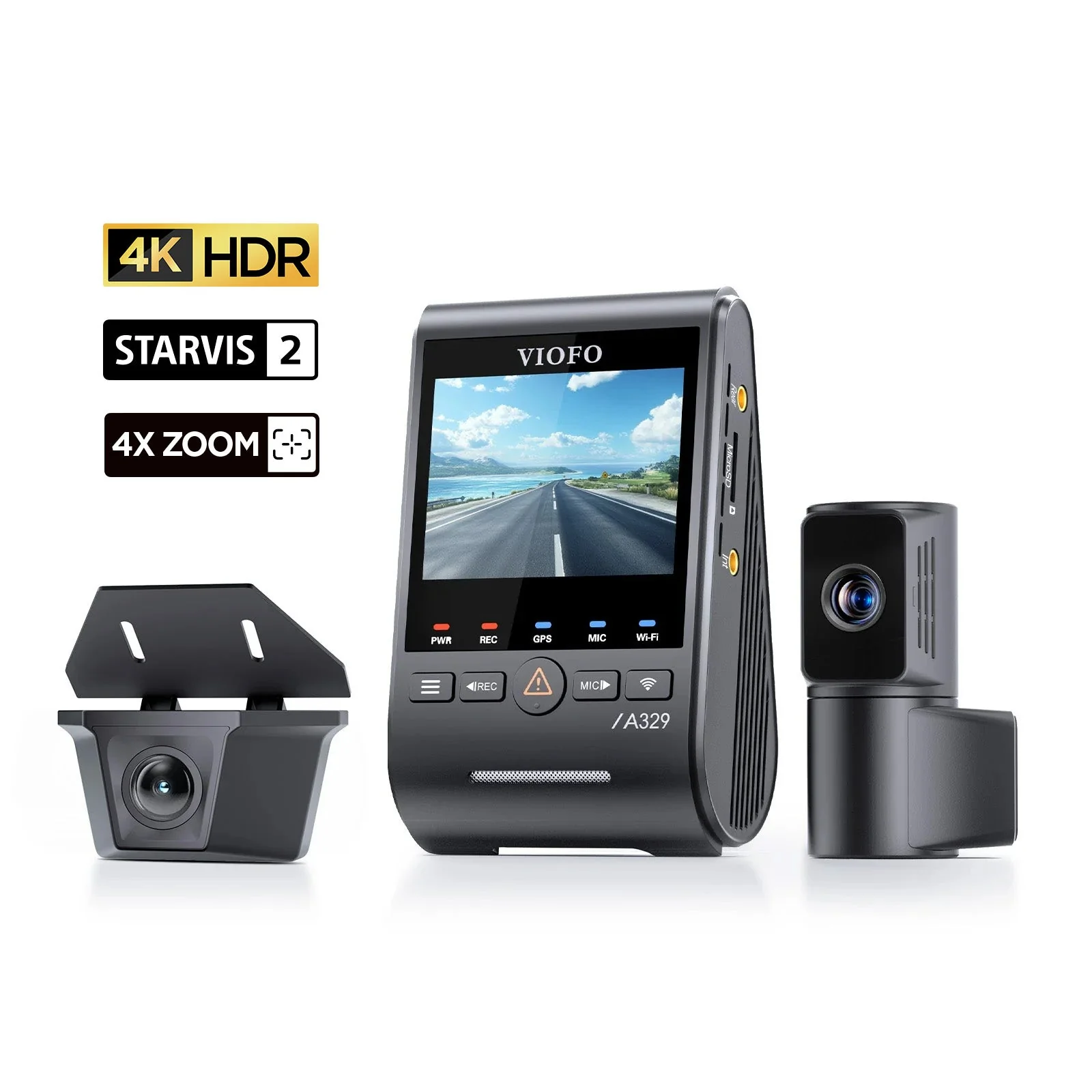 Front & Telephoto & Waterproof Rear Dashcam